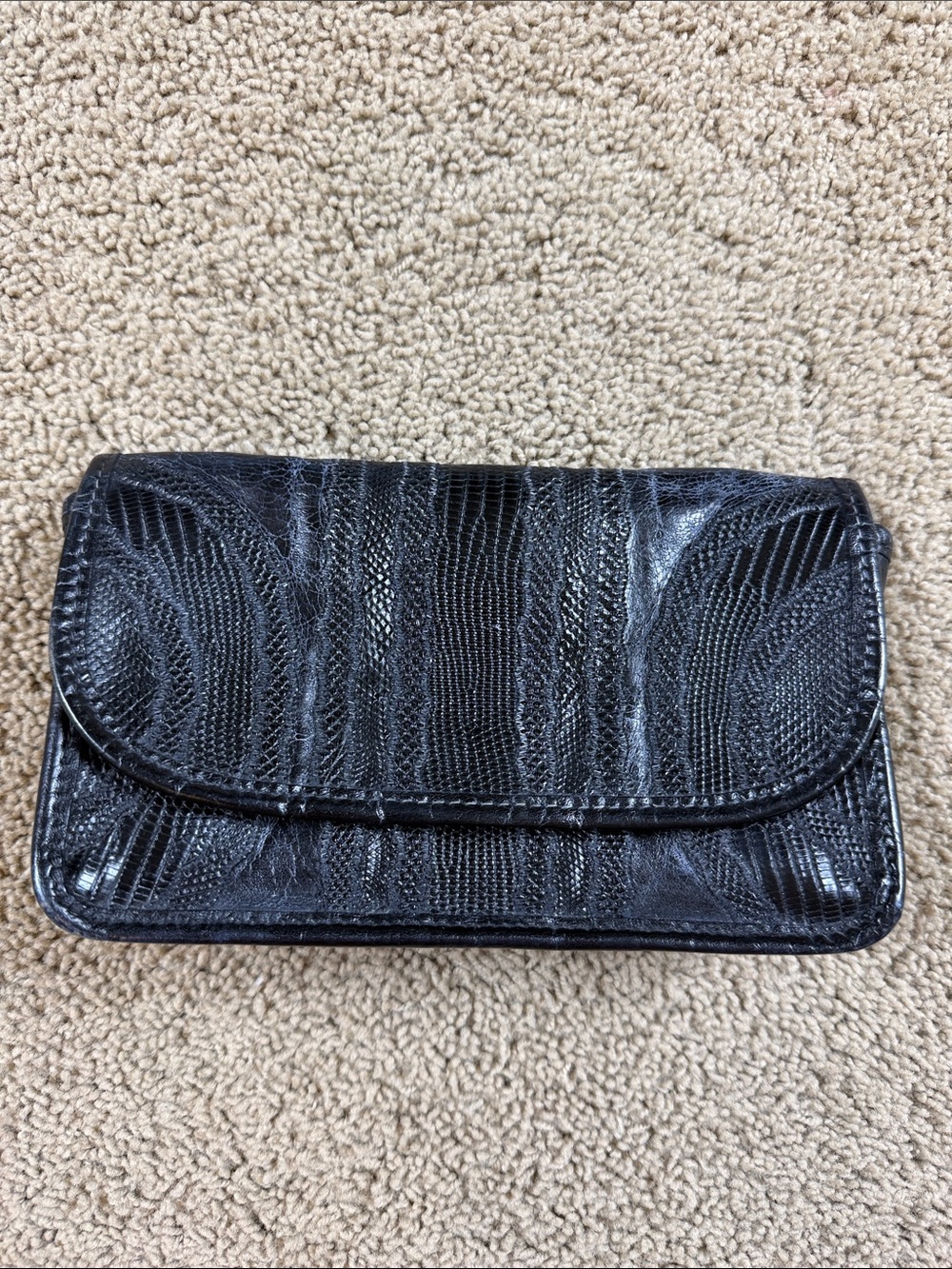 Carlos Falchi | Vintage Black Textured Leather Women's Clutch Wallet